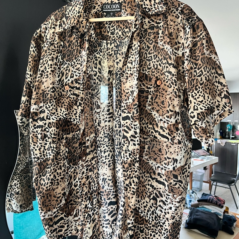 Vintage 100% silk Leopard Print Shirt